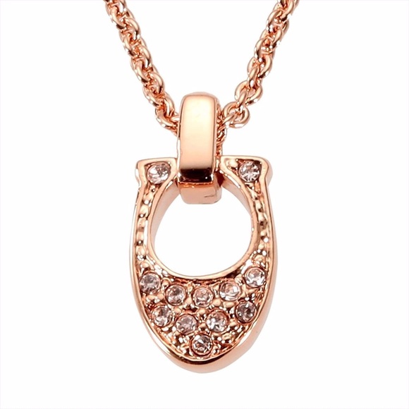 COACH ROSEGOLD PAVE SIGNATURE NECKLACE - Picture 1 of 9